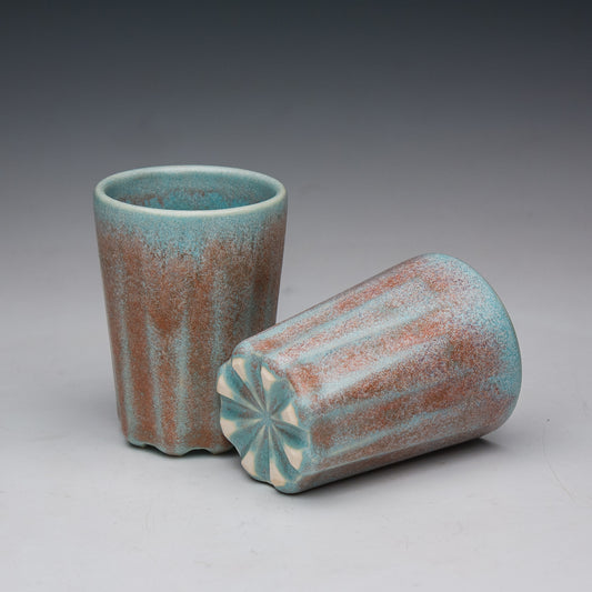 Blue and Red Shot Glass Pair