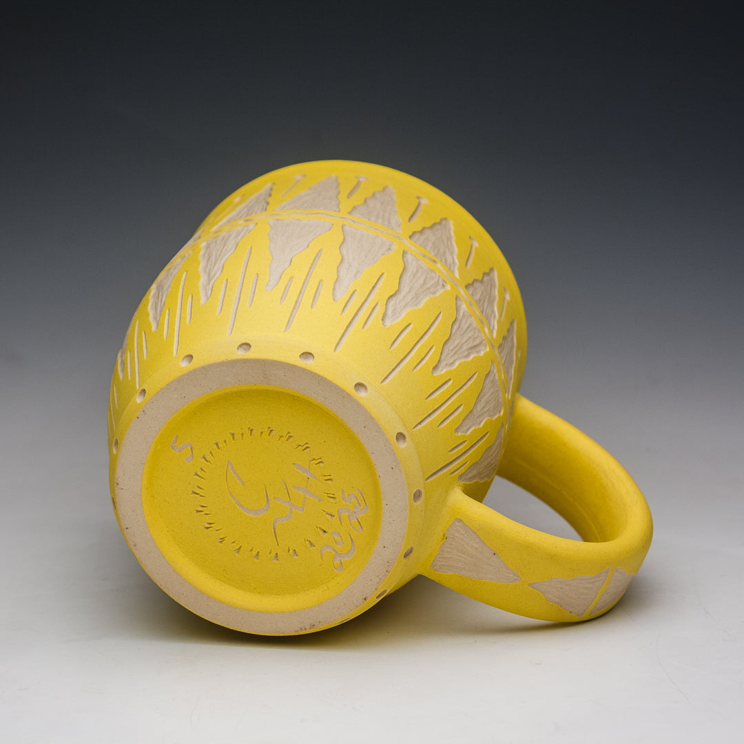 12 oz. Carved Yellow Mug