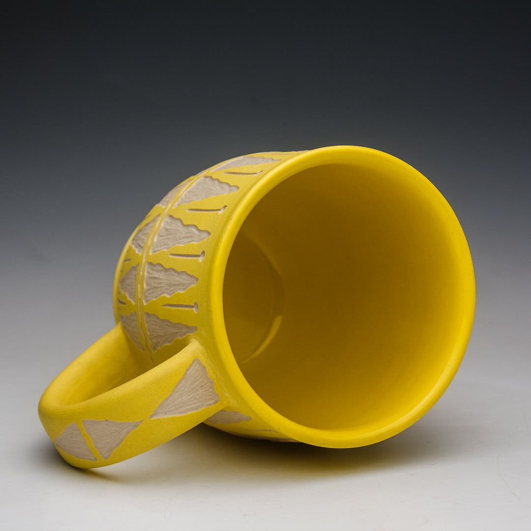 12 oz. Carved Yellow Mug
