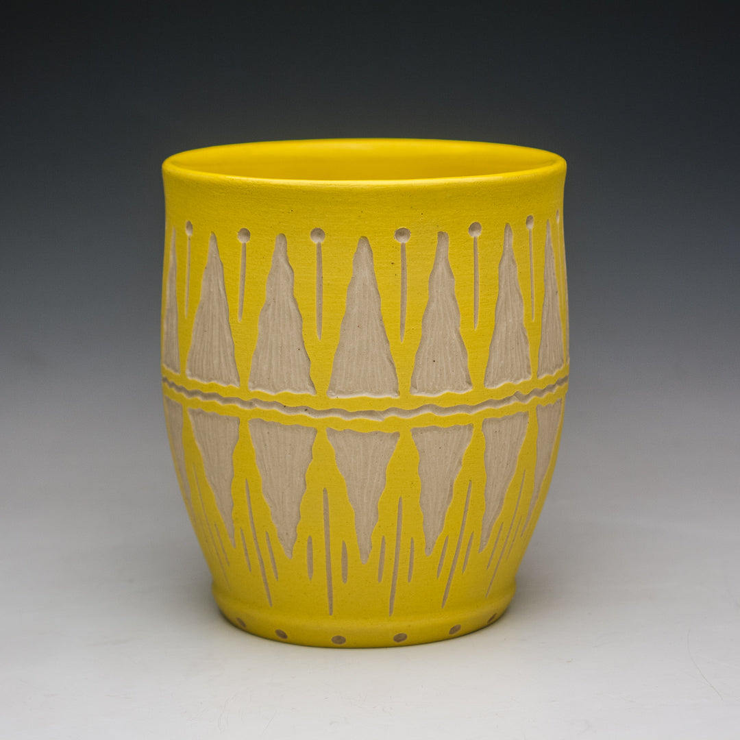 12 oz. Carved Yellow Mug