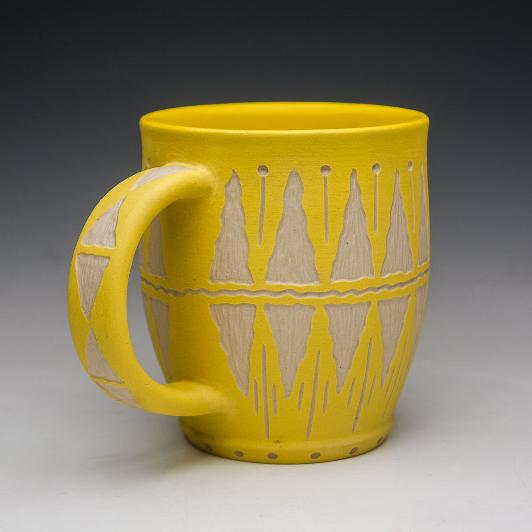 12 oz. Carved Yellow Mug