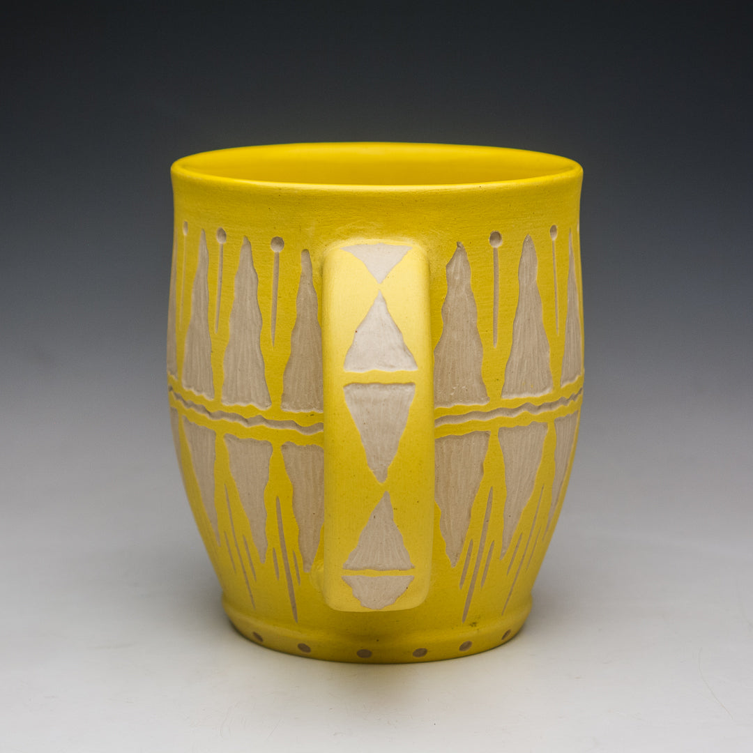12 oz. Carved Yellow Mug