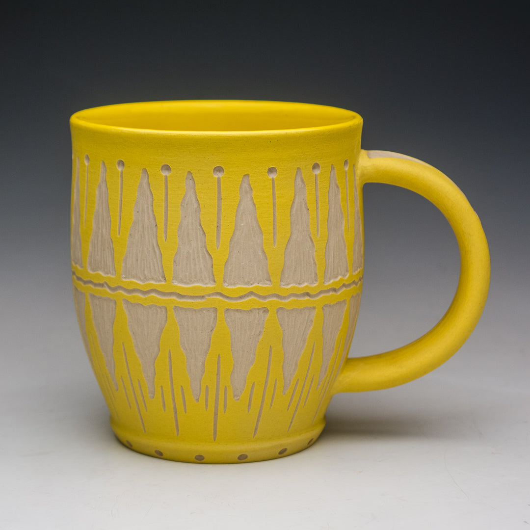 12 oz. Carved Yellow Mug