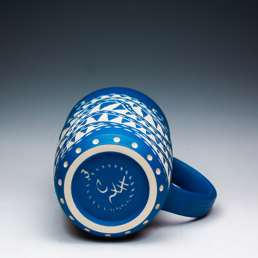 Carved Blue Mug