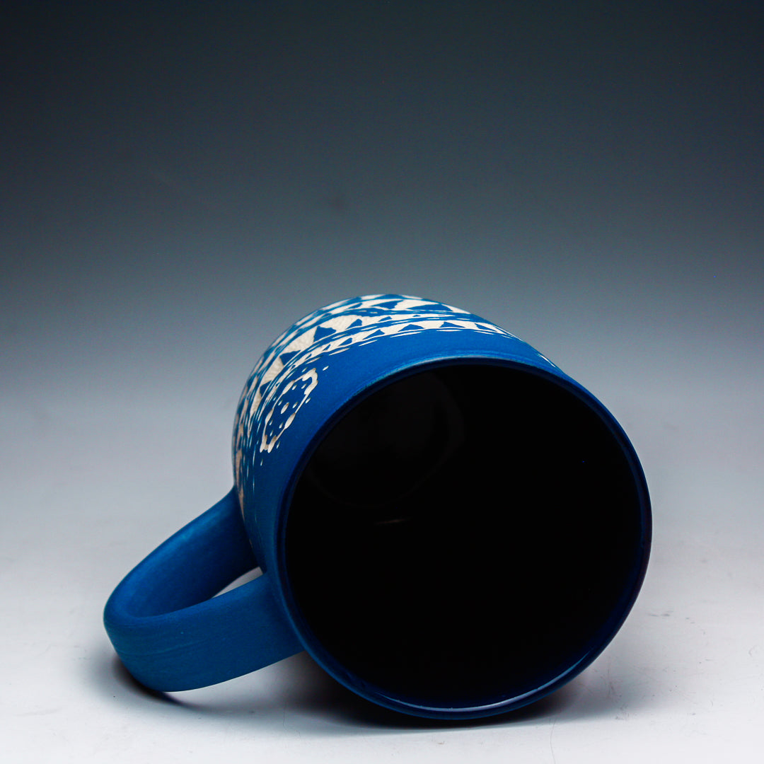 Carved Blue Mug