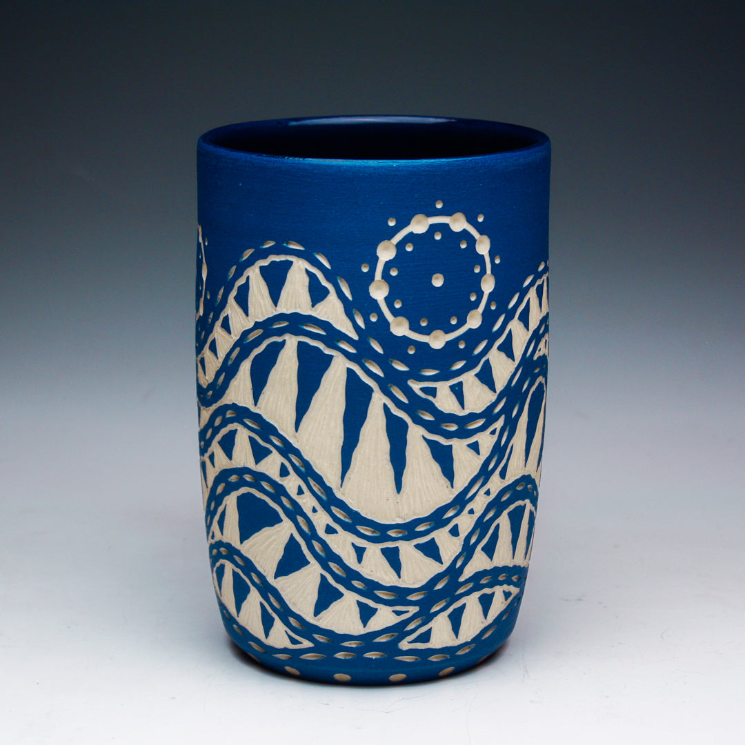Carved Blue Mug