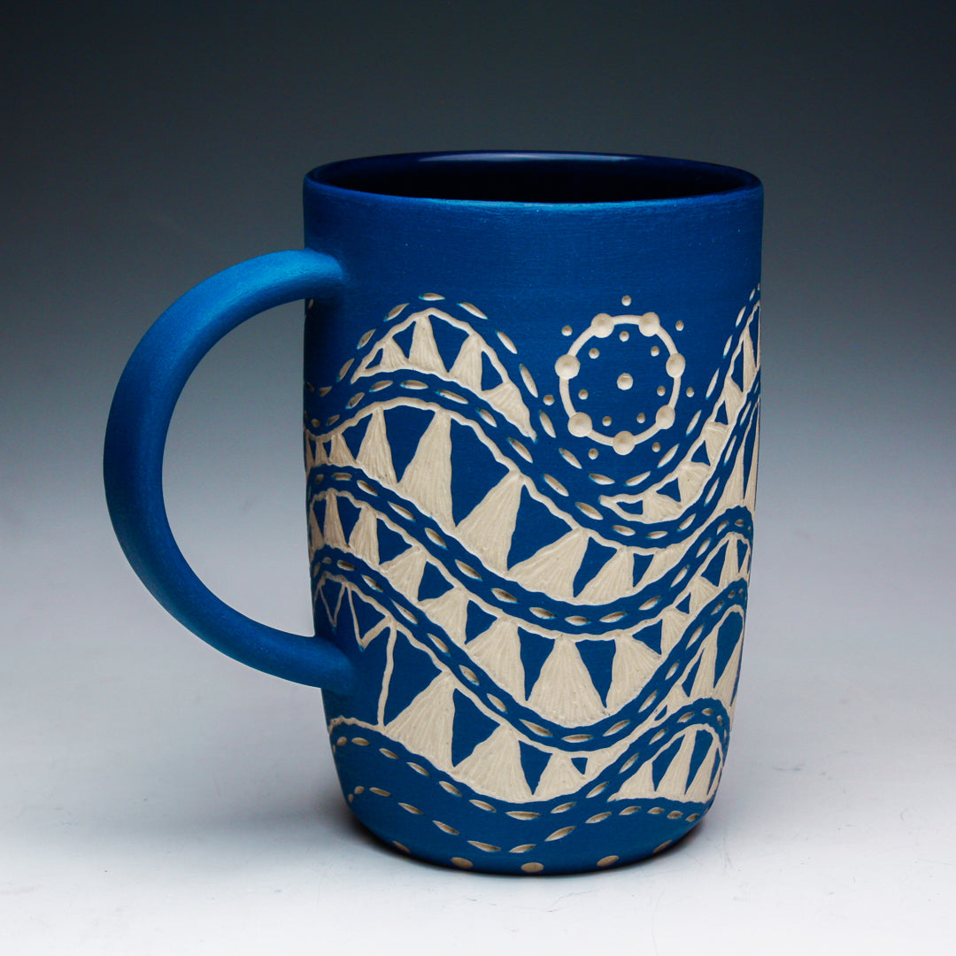 Carved Blue Mug