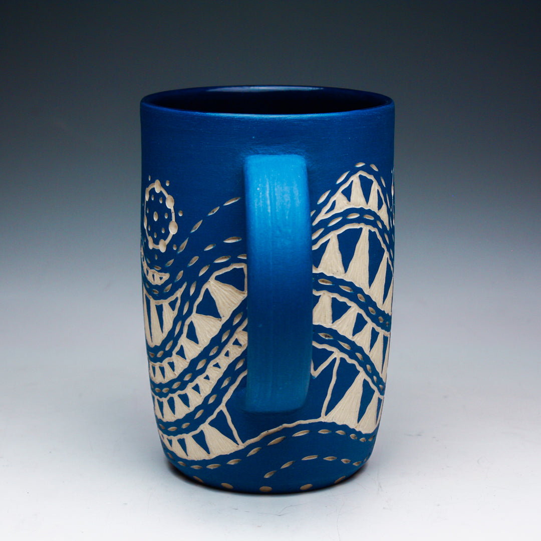 Carved Blue Mug