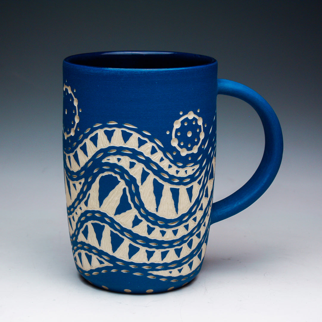Carved Blue Mug