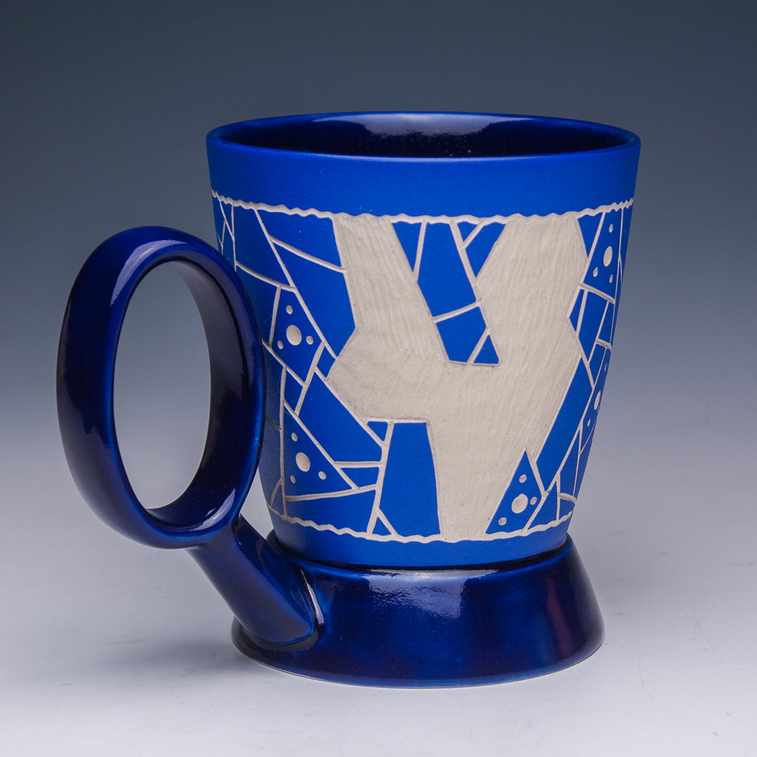 Carved Blue Mug