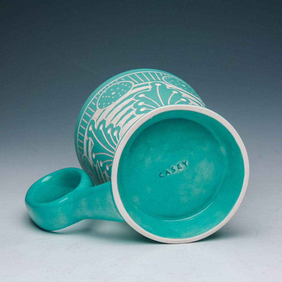 Carved Teal Mug