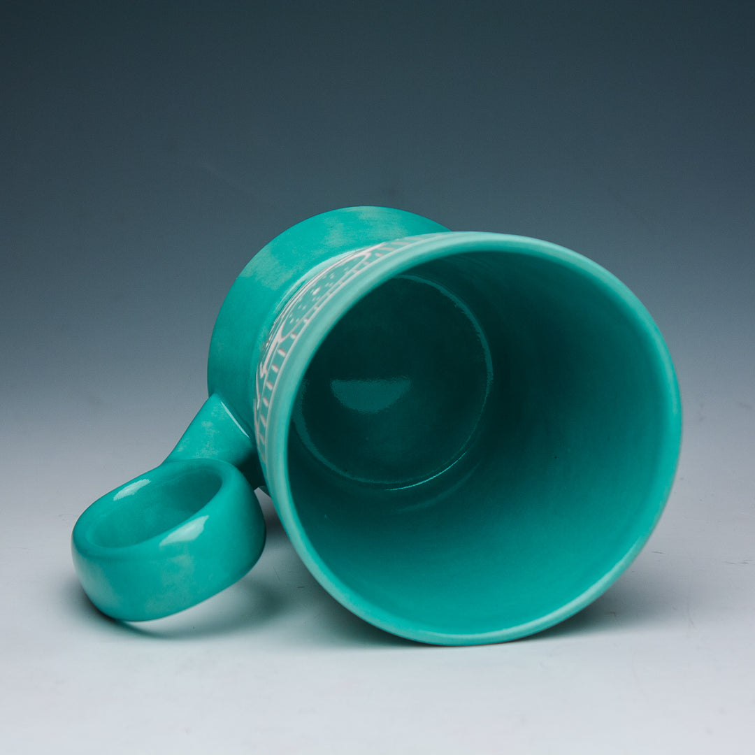 Carved Teal Mug