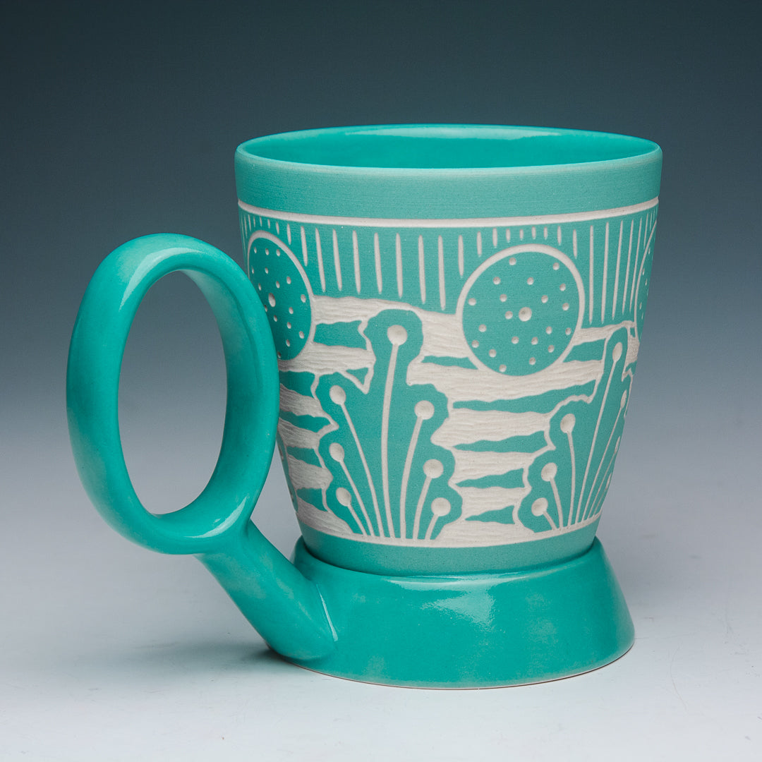Carved Teal Mug