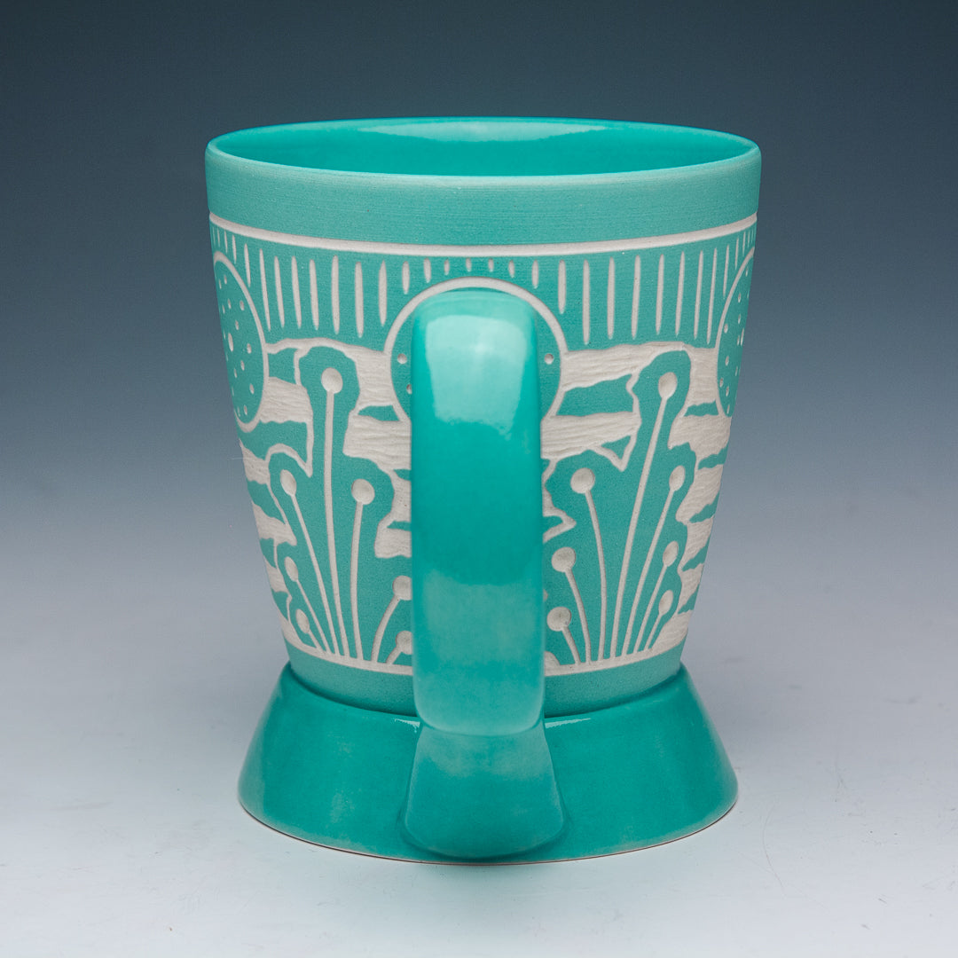 Carved Teal Mug