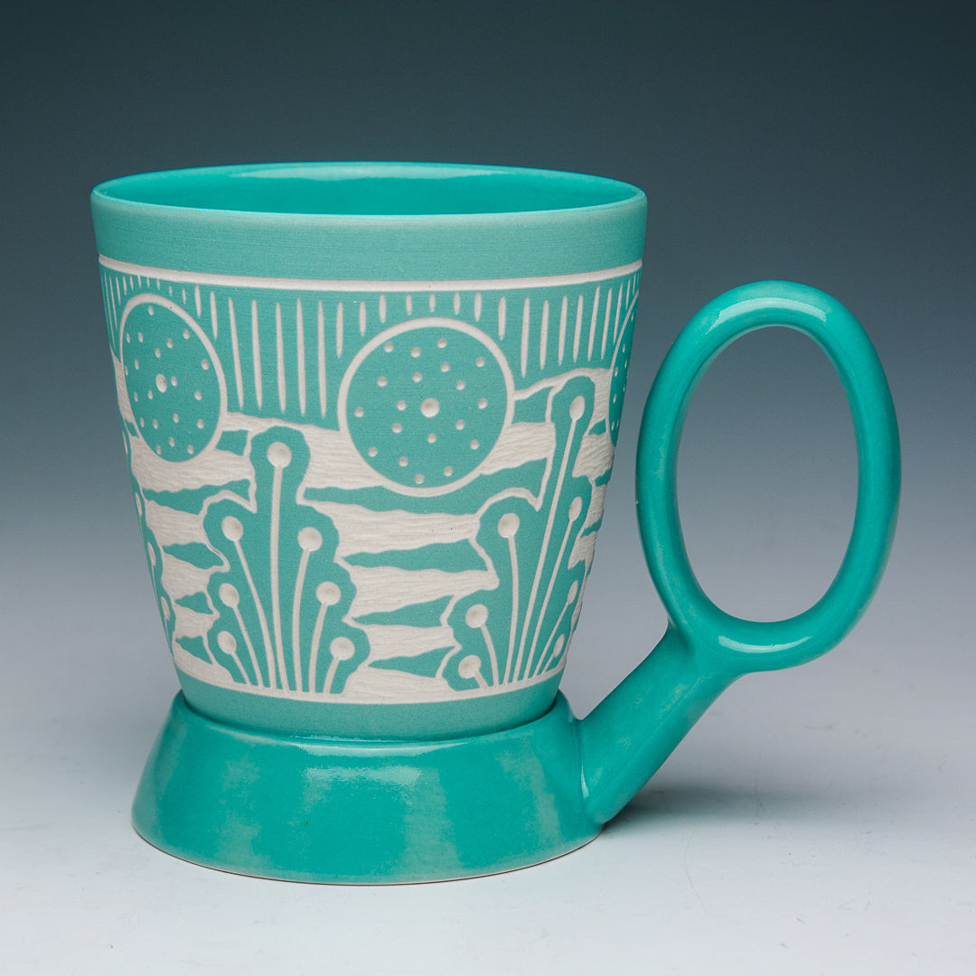 Carved Teal Mug