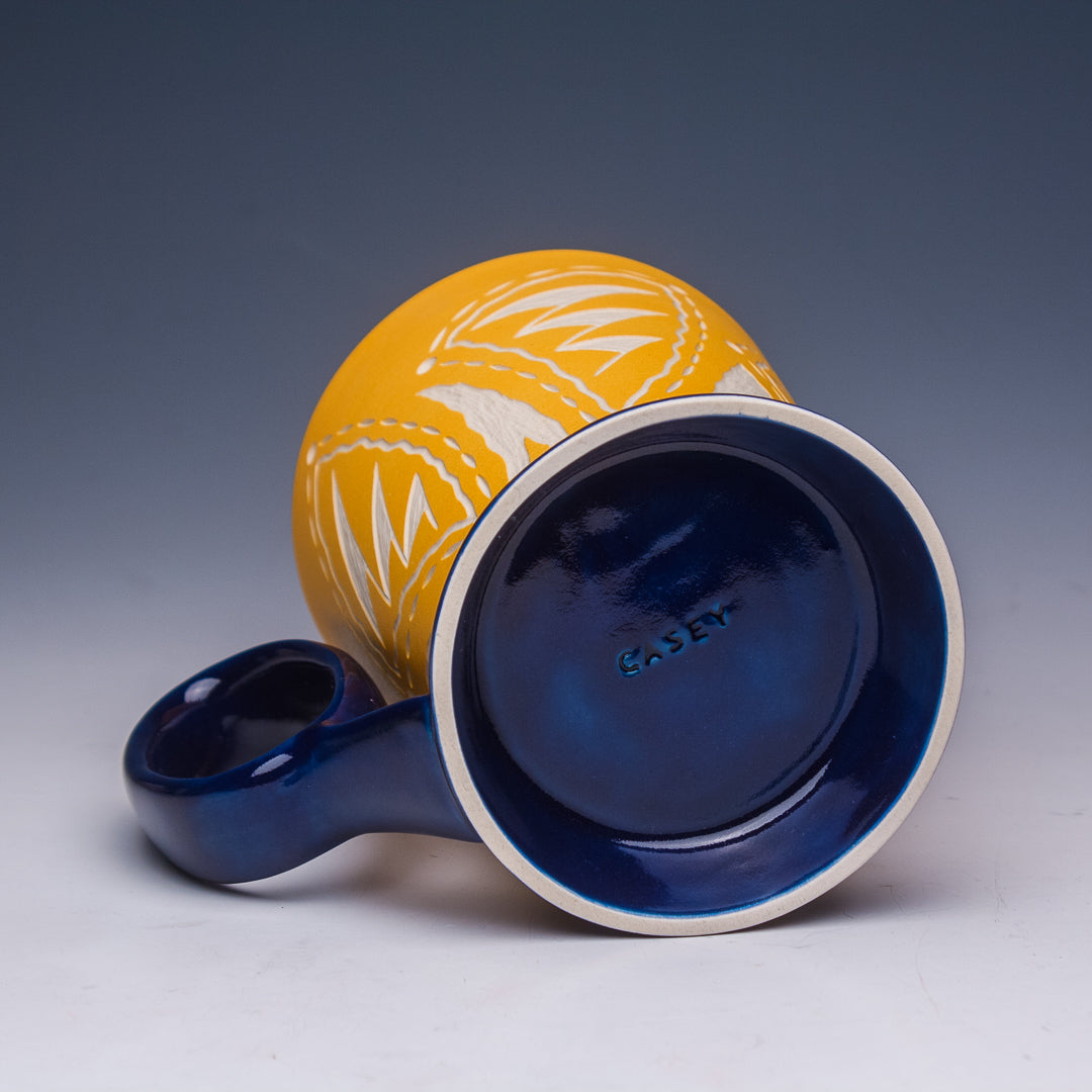 Carved Blue and Tangerine Mug