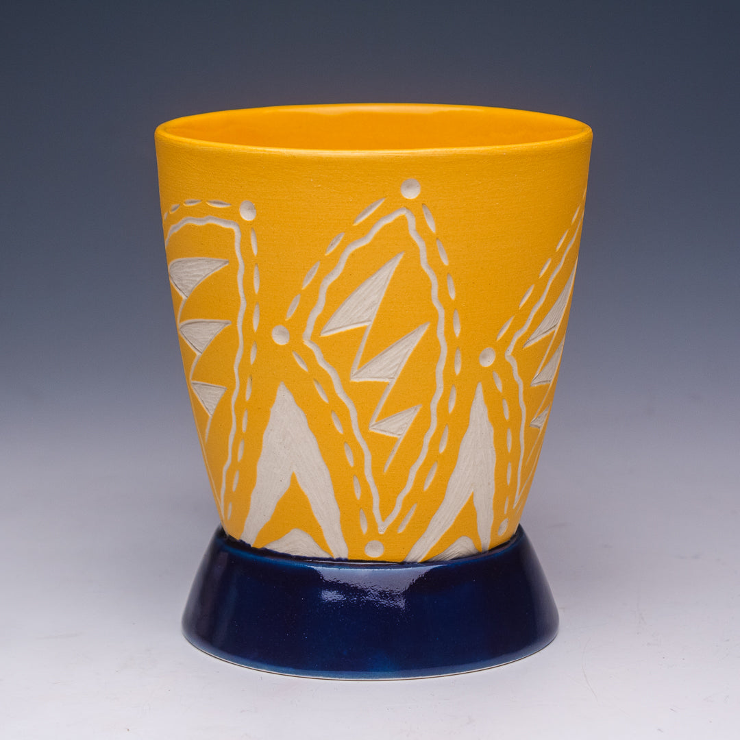 Carved Blue and Tangerine Mug