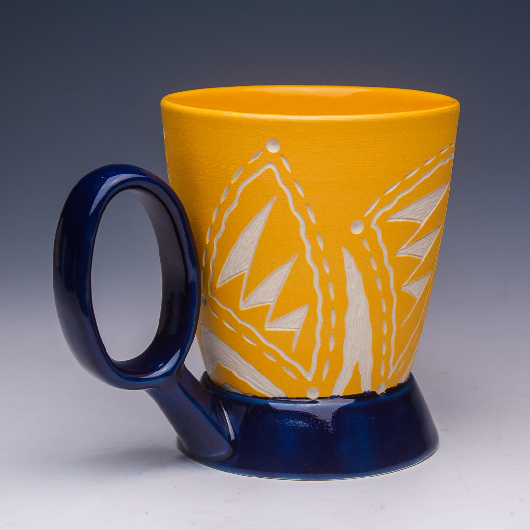 Carved Blue and Tangerine Mug