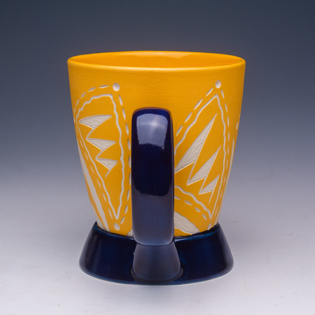 Carved Blue and Tangerine Mug