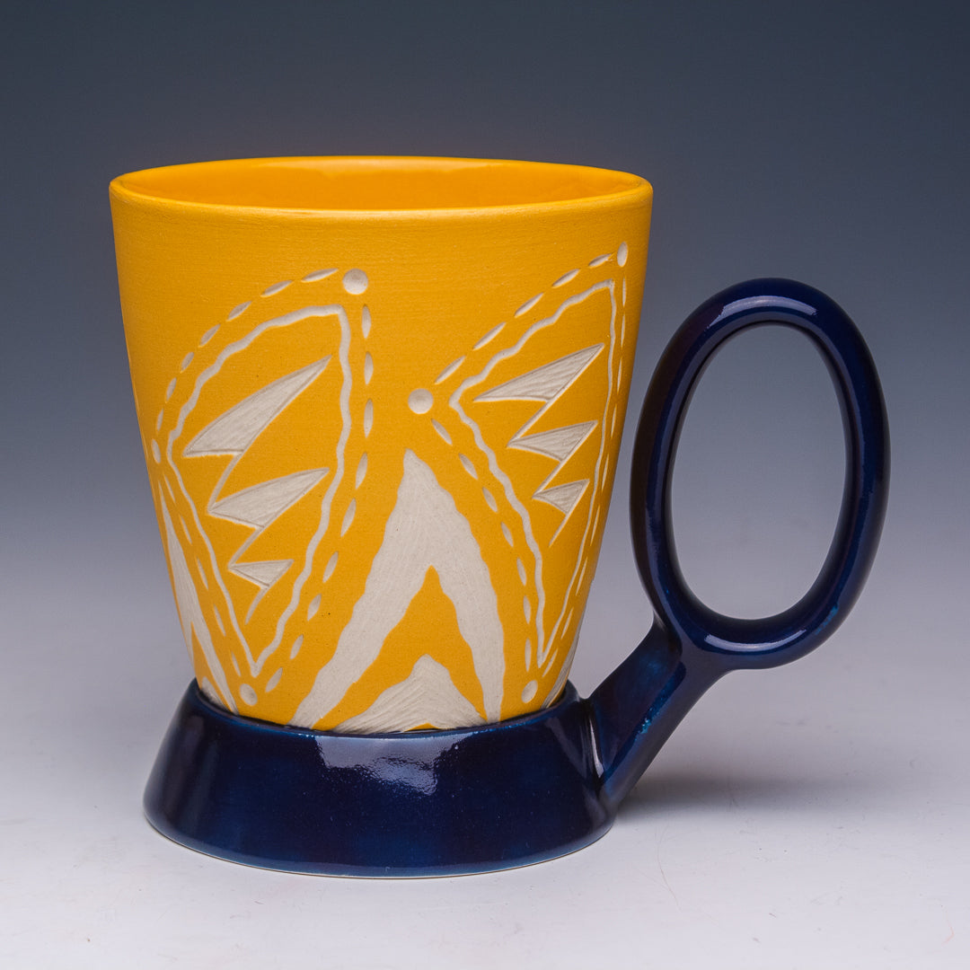 Carved Blue and Tangerine Mug