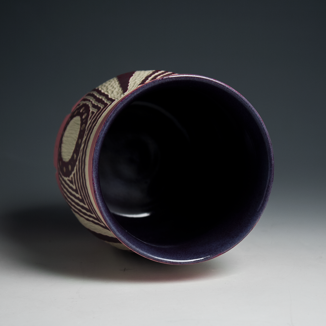 Carved Pink and Purple Cup 16oz.
