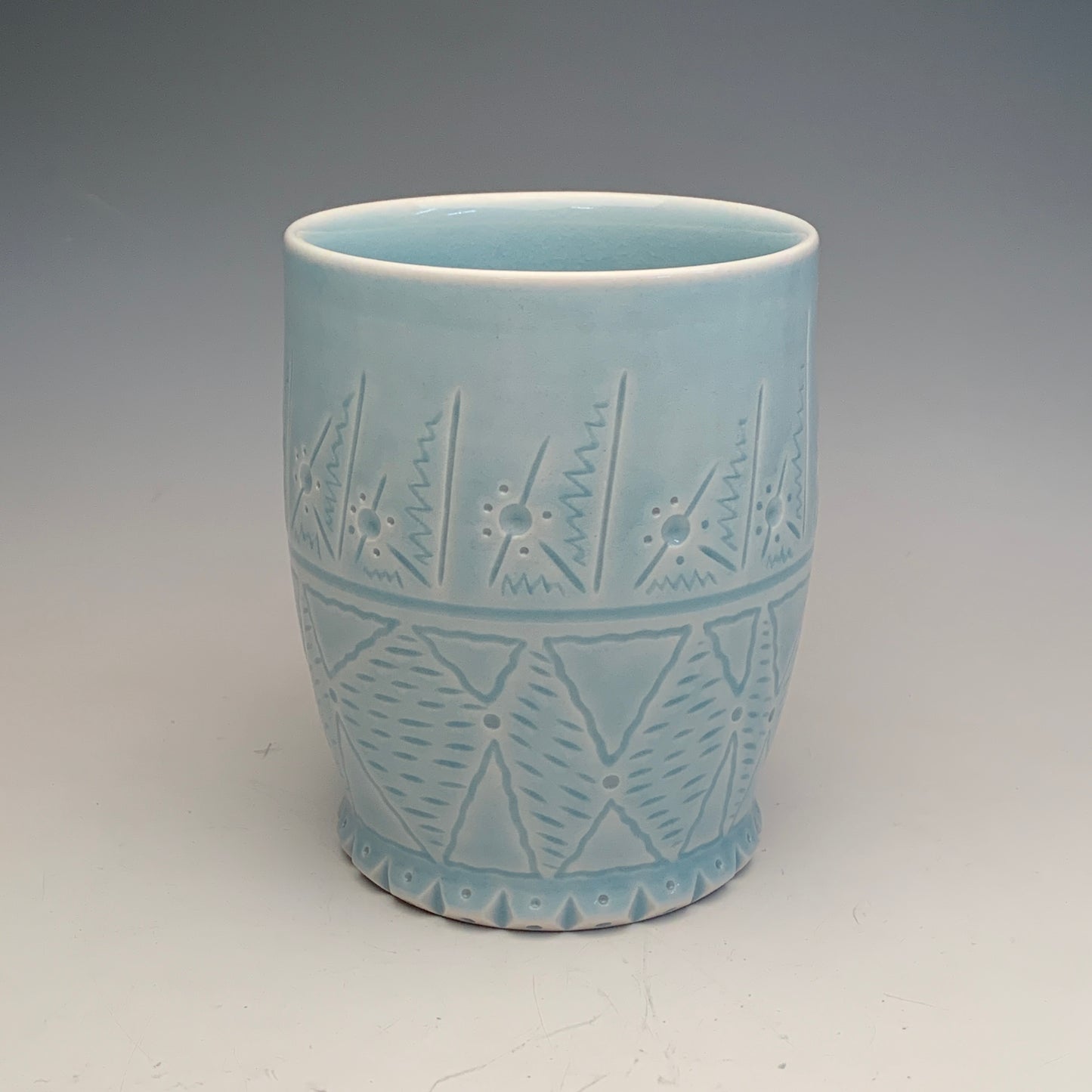 Carved Light Blue Cup