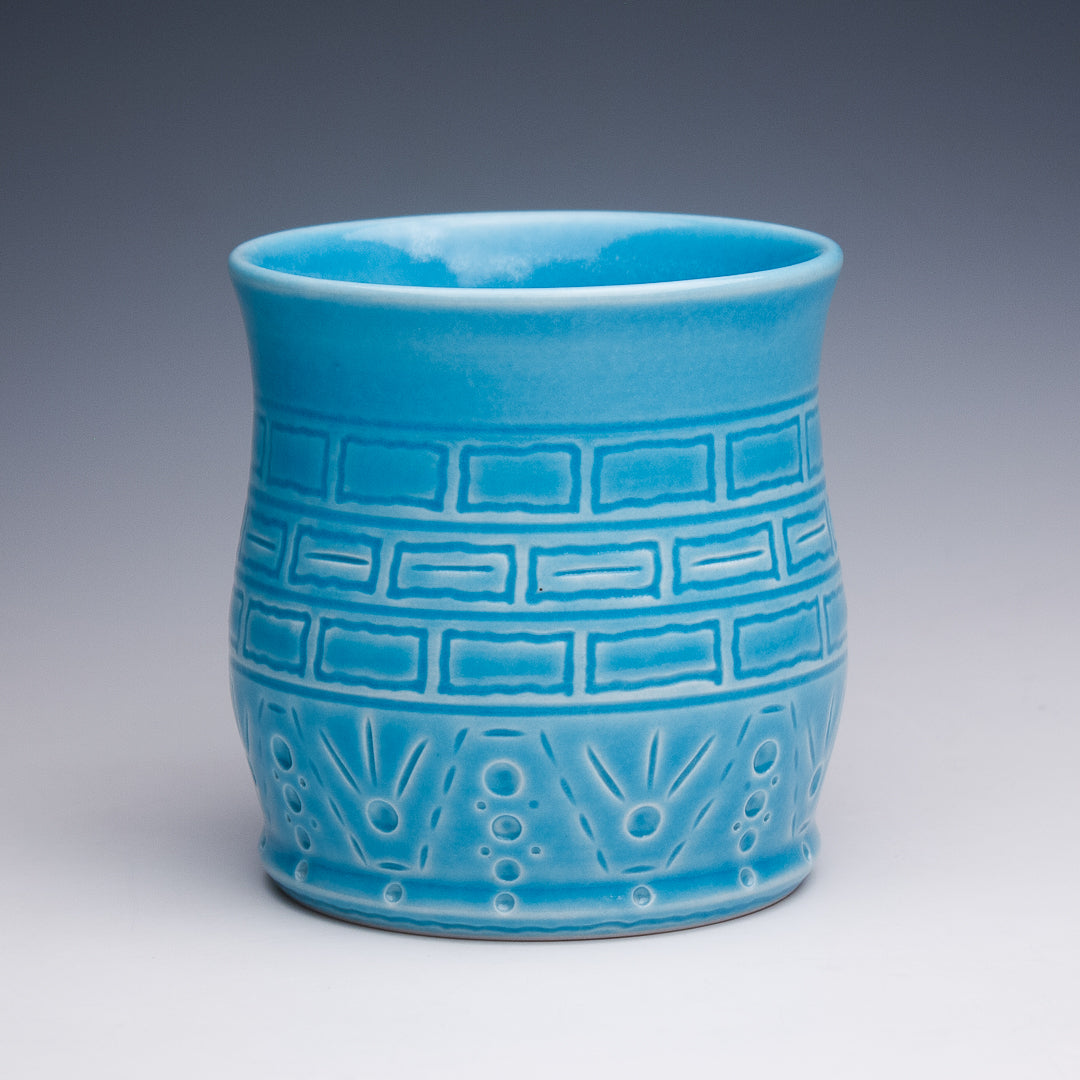 Carved Blue Porcelain Cup