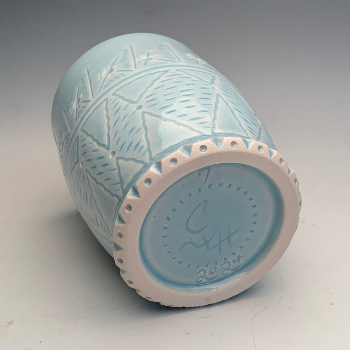 Carved Light Blue Cup