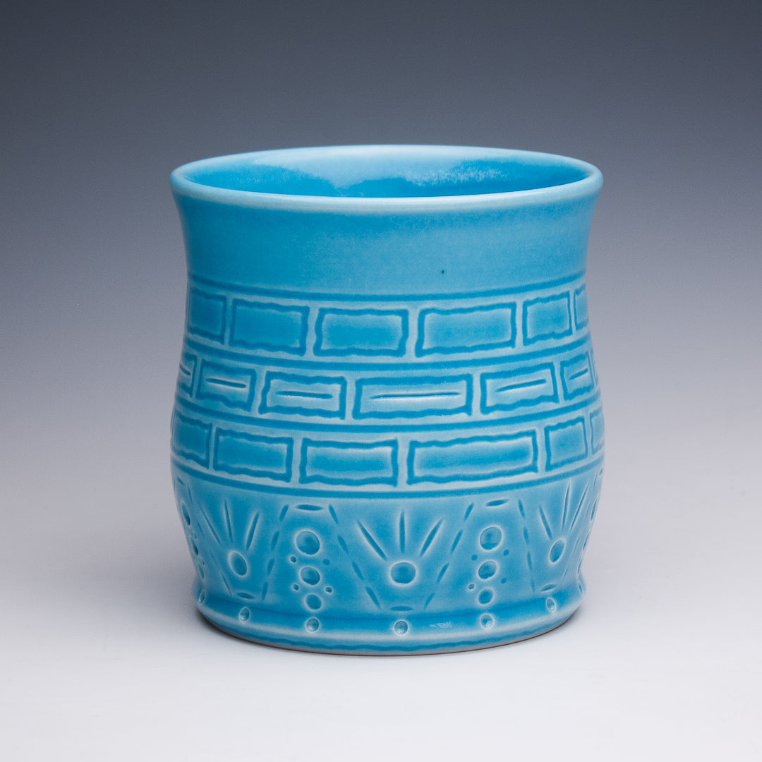 Carved Blue Porcelain Cup