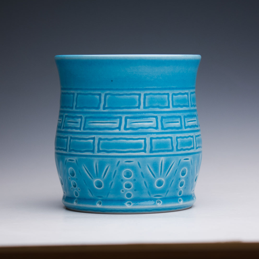 Carved Blue Porcelain Cup