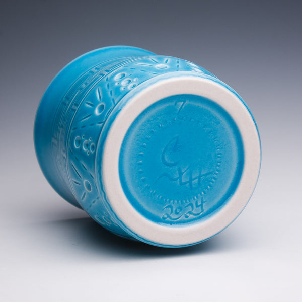 Carved Blue Porcelain Cup