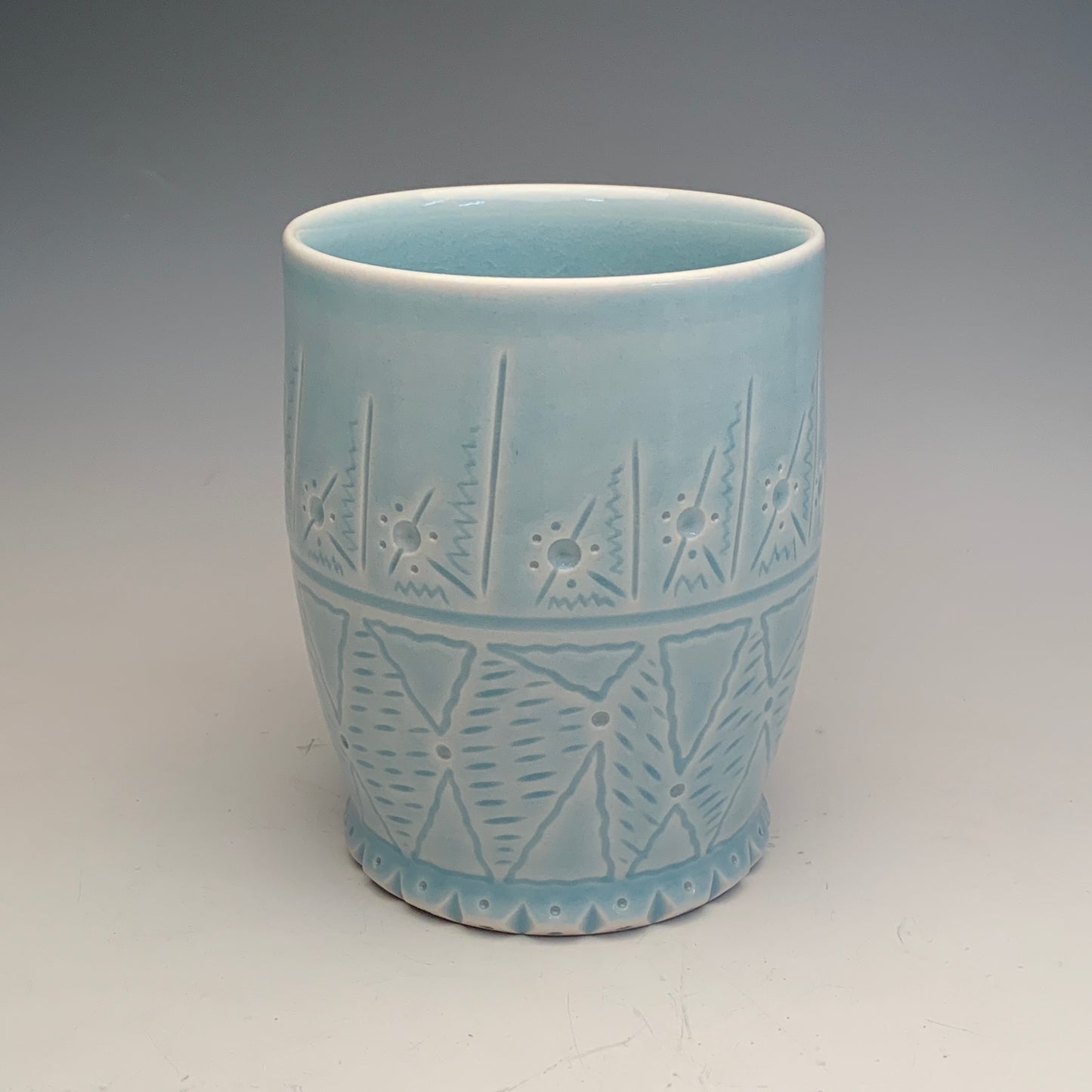 Carved Light Blue Cup