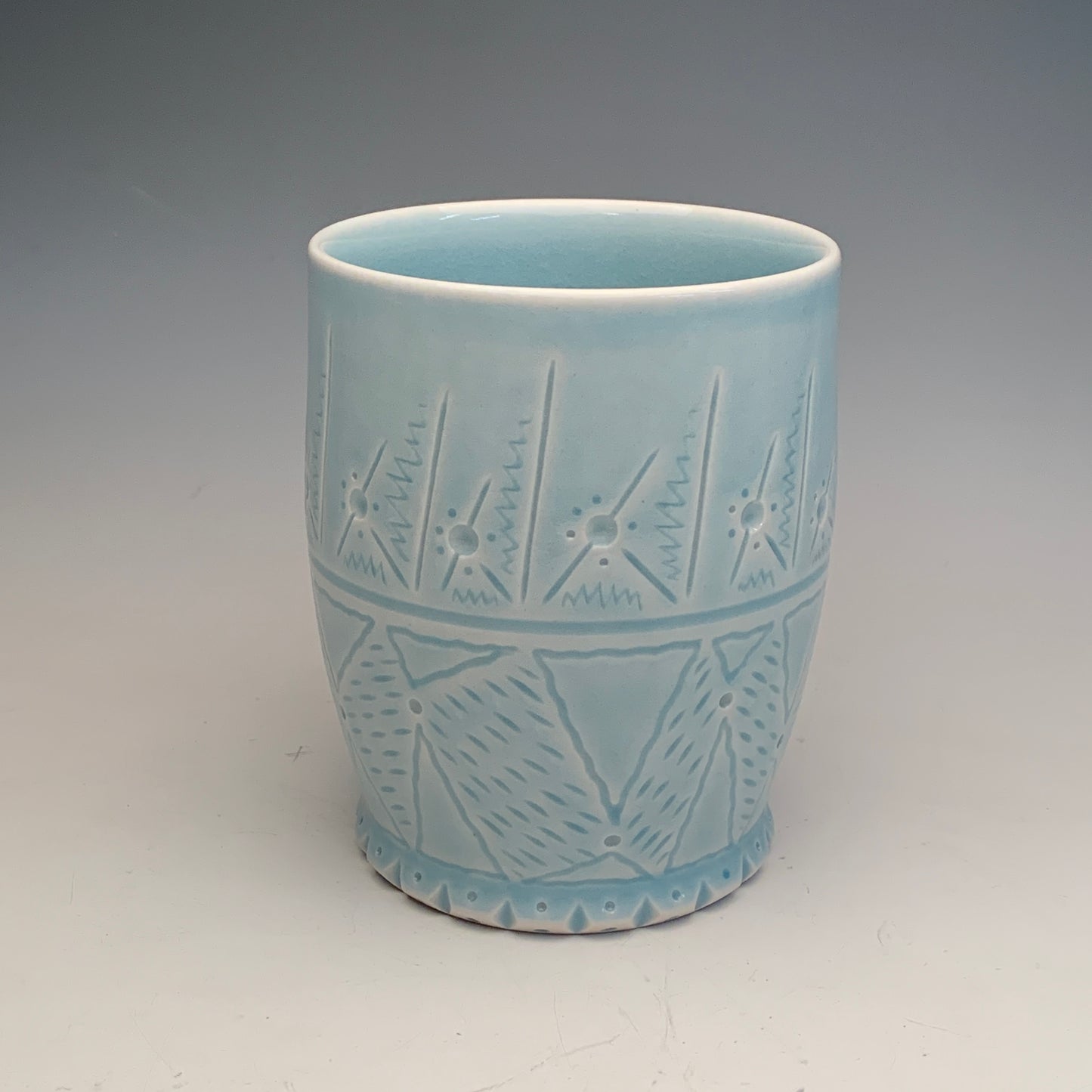 Carved Light Blue Cup