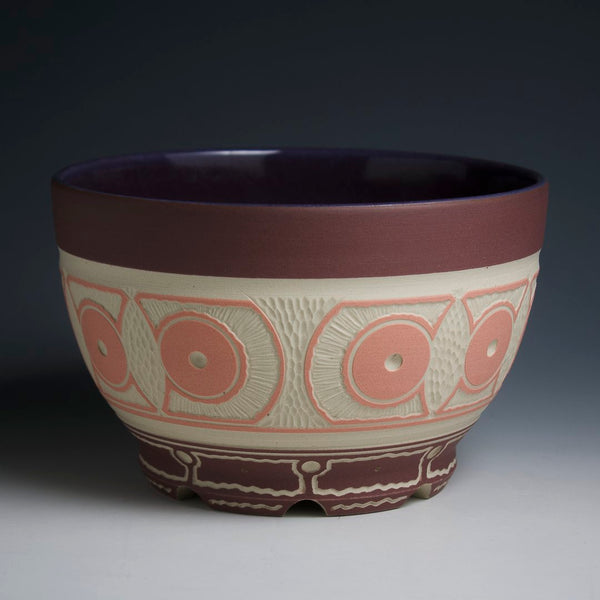 Carved Pink and Purple Bowl