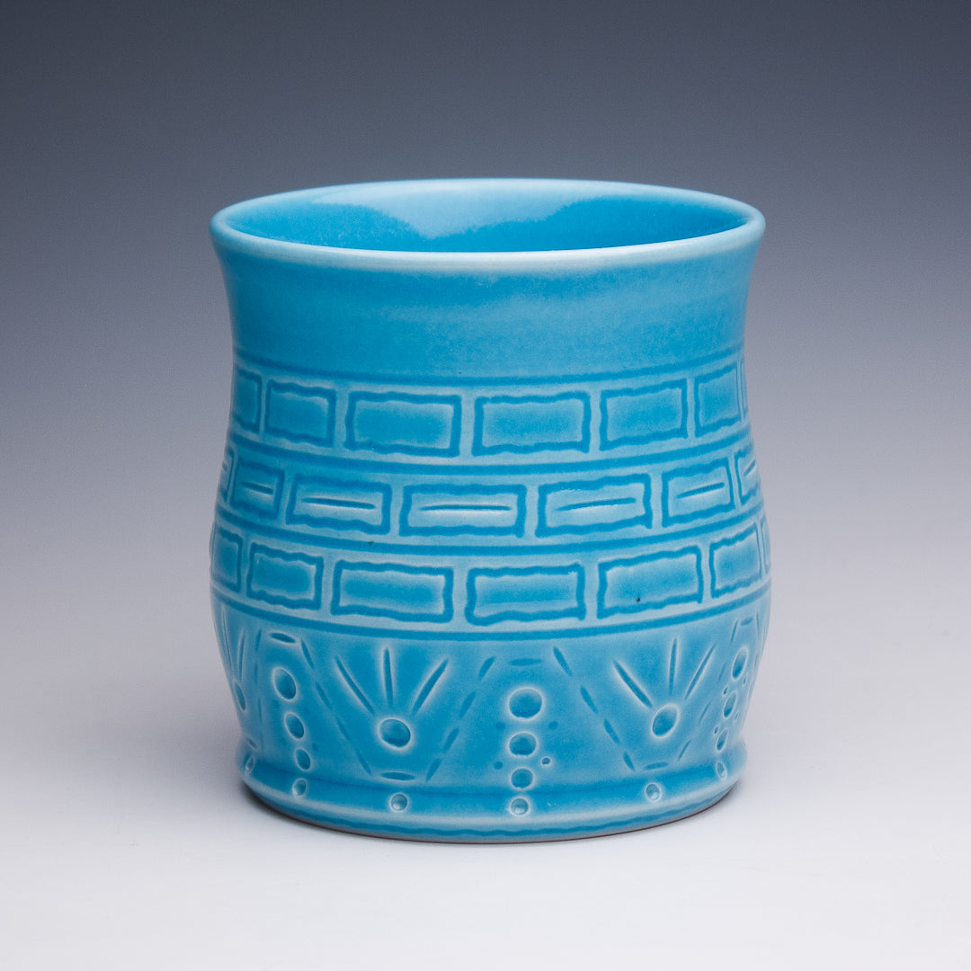 Carved Blue Porcelain Cup