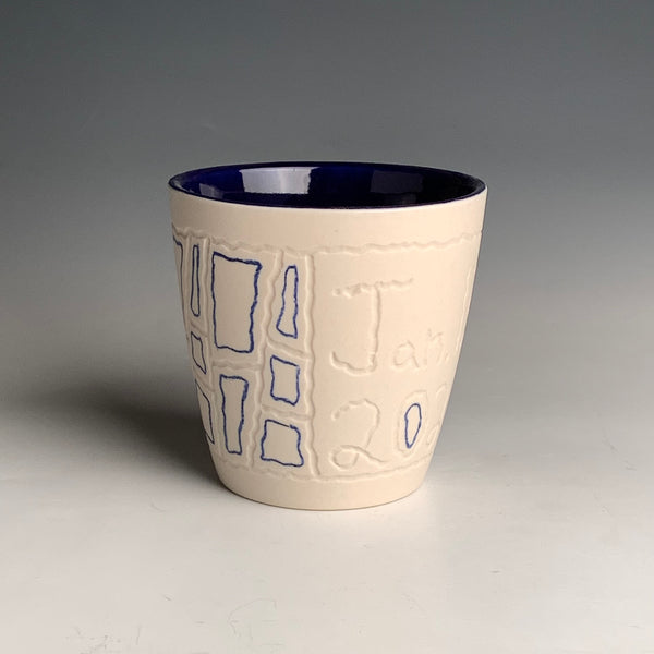 “Today" Series Carved Blue and White Tumbler