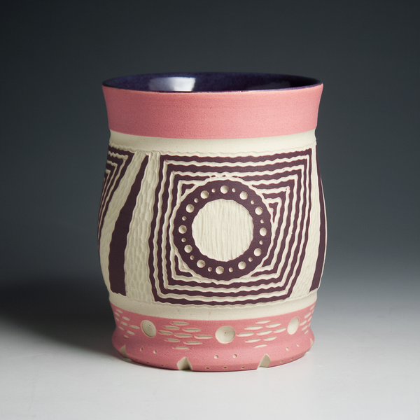 Carved Pink and Purple Cup 16oz.