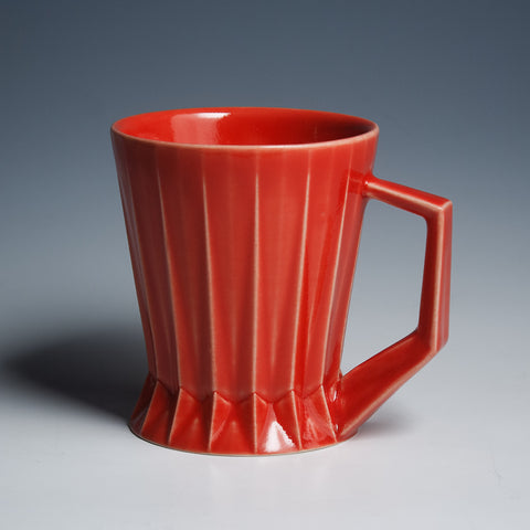 (Made to order) Red Ridged Mug