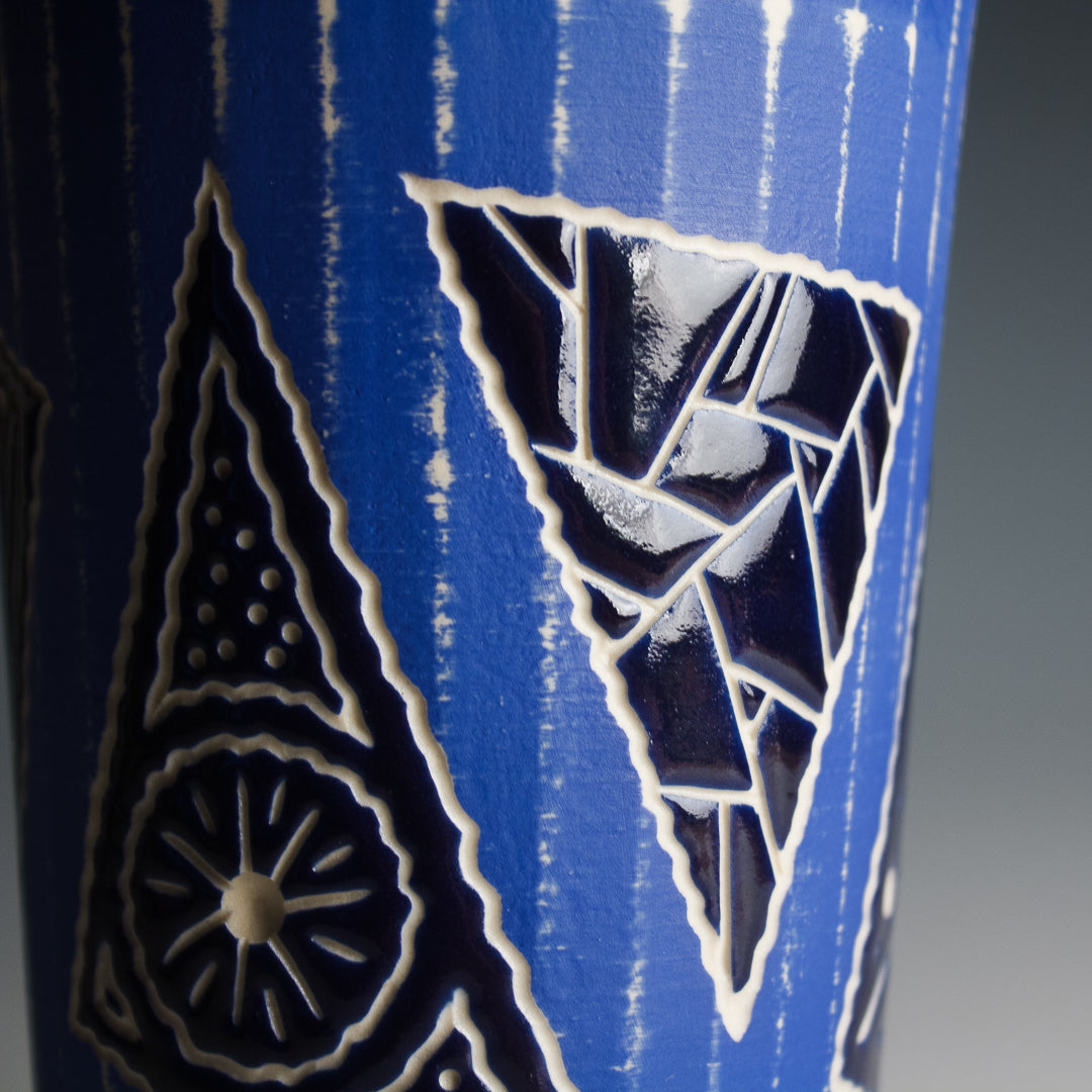 Carved Blue Tumbler