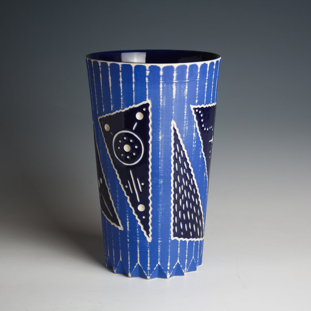 Carved Blue Tumbler