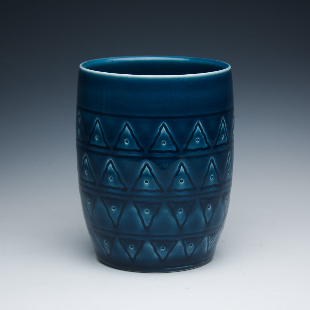 Blue Green Carved Porcelain Cup