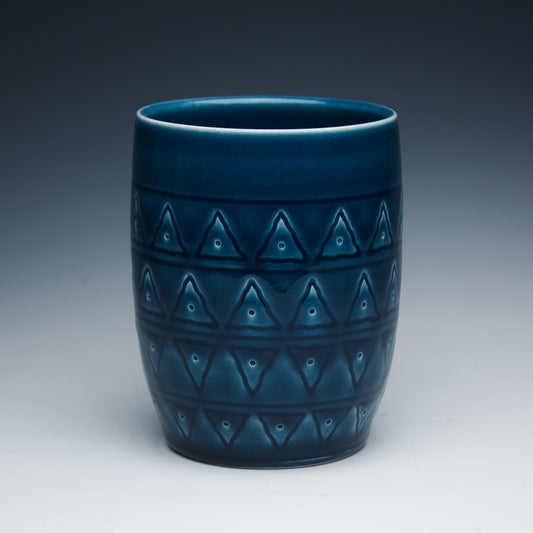 Blue Green Carved Porcelain Cup