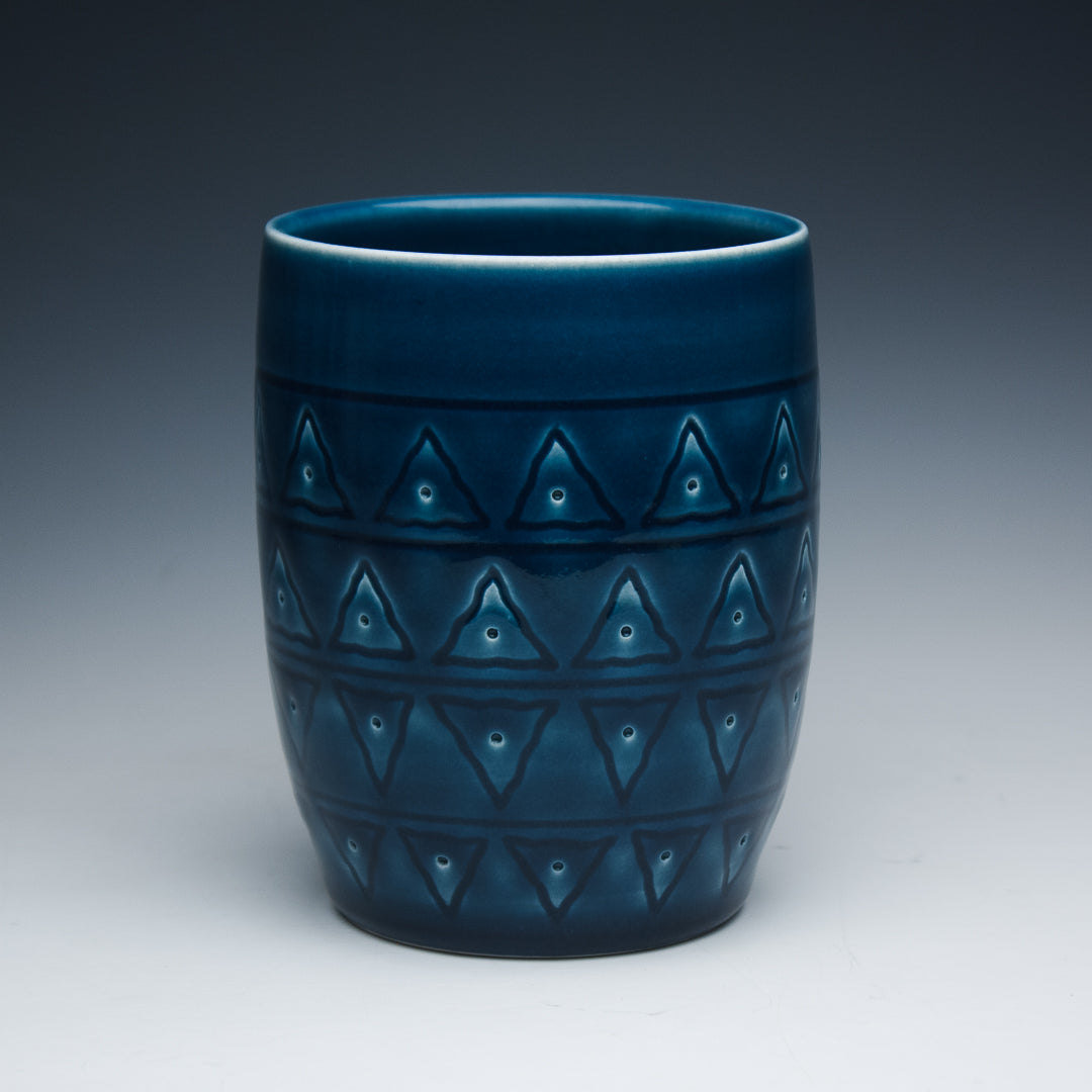 Blue Green Carved Porcelain Cup