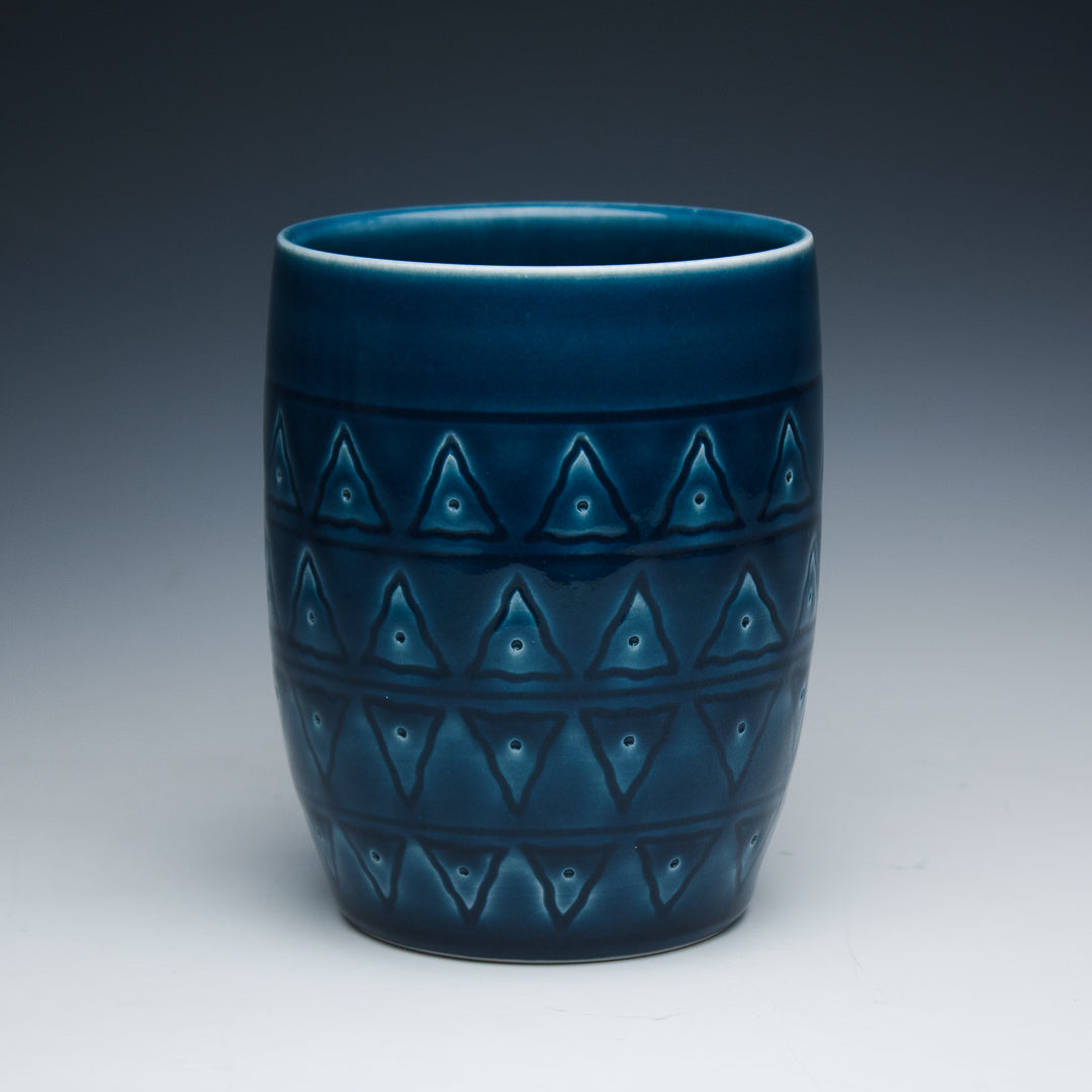 Blue Green Carved Porcelain Cup