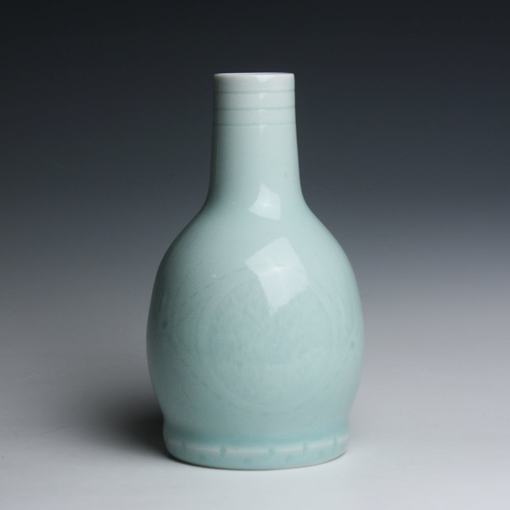 Hand-carved Porcelain Vase with Celadon Glaze